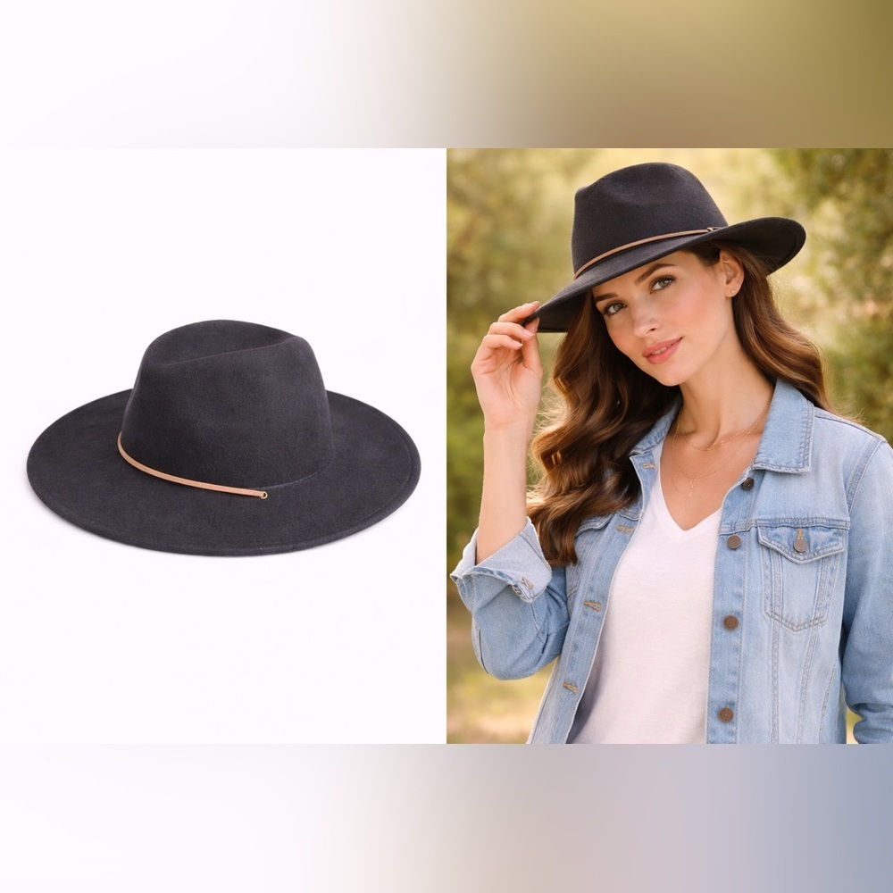 NWT Forever 21 Black 100% Wool Hat‎ Fedora Cowboy Cowgirl